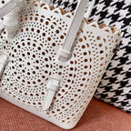 Alaia Mina 16 Bag White Vienne Wave Calfskin