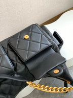 MAXI HOBO BAG 25 IN BLACK LAMBSKIN GOLD HARDWARE