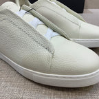 Zegna Triple Stitch Ivory Leather sneakers