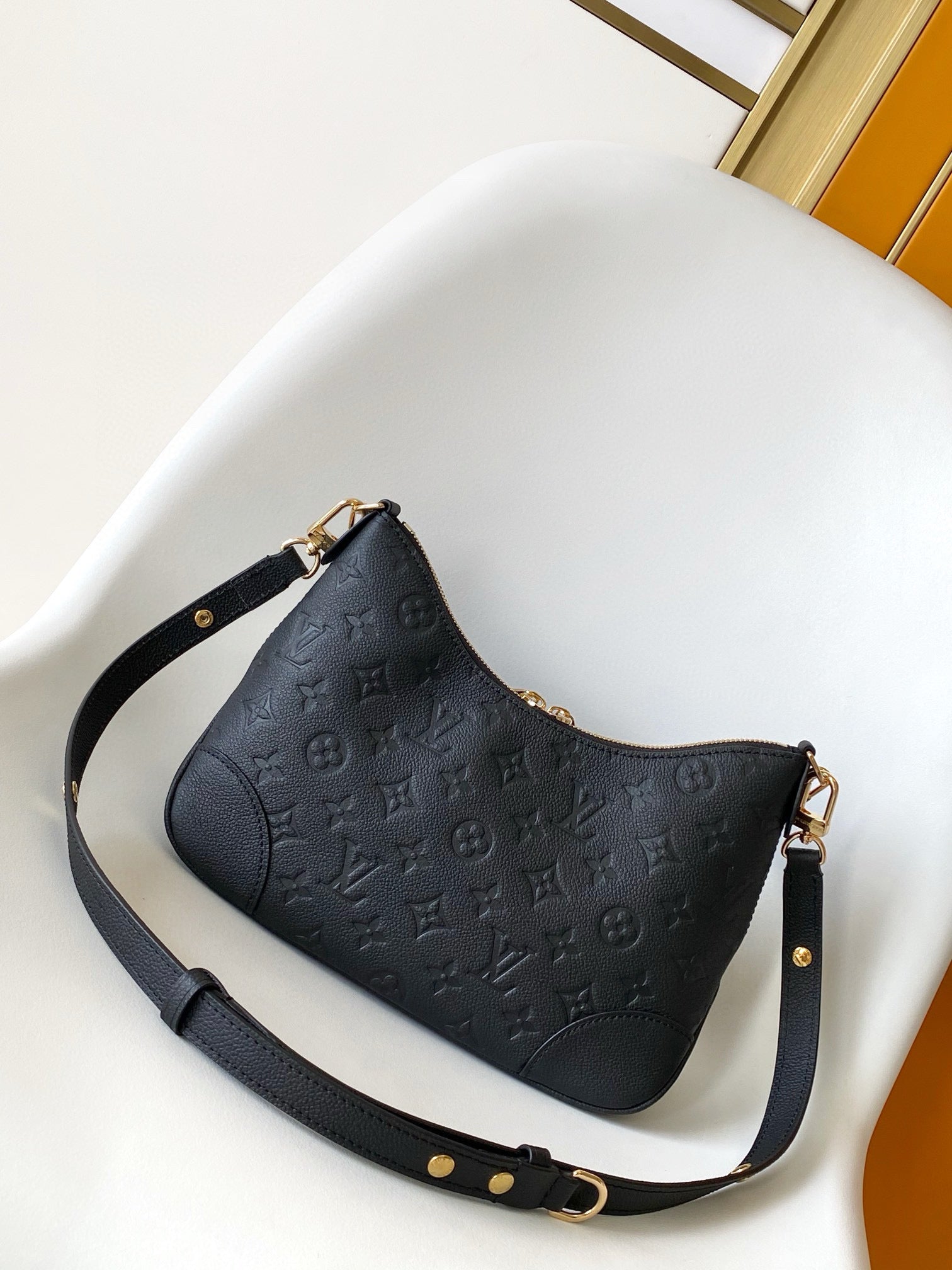 LV Boulogne GM Black Monogram Empreinte Grained Calfskin