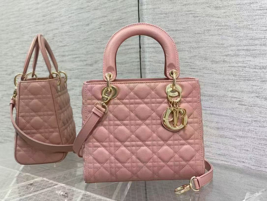 CD MEDIUM LADY 24 BLUSH CANNAGE LAMBSKIN