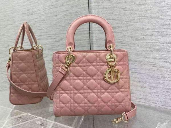 CD MEDIUM LADY 24 BLUSH CANNAGE LAMBSKIN