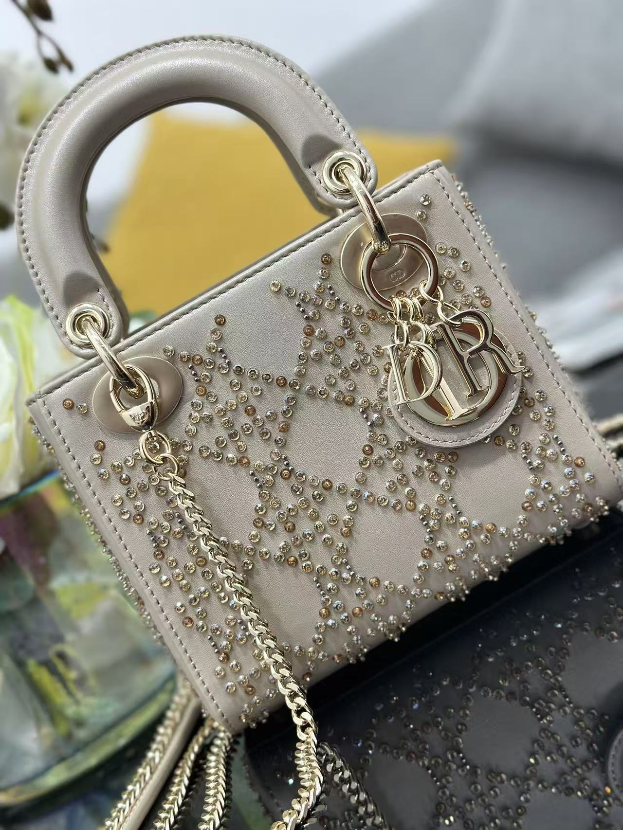 CD Lady Dior 17 Bag Beige Calfskin
