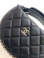 CC CHANEL Hula Hoop Clutch Black Calfskin