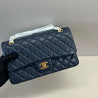 CC Classic 25cm Navy Blue Lambskin Gold Hardware