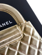 CC 25A nano 19cm kelly shopper bag metallic gold lambskin gold hardware