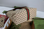 Gucci Giglio Large Tote Bag Beige and Red Denim