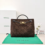 BV Tasche Andiamo 32cm Chocolate Lambskin Suede Ghw