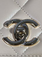 CC TRENDY 25CM BEIGE LAMBSKIN LIGHT GOLD HARDWARE