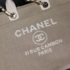 CC DEAUVILLE TOTE BAG 39 IN DARK BEIGE CANVAS