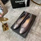 Ballet Flat Grey Chocolate Grained Calfskin