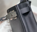 HM HAC A DOS PM 26CM BLACK TOGO LEATHER SILVER HARDWARE