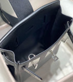 HM HAC A DOS PM 26CM BLACK TOGO LEATHER SILVER HARDWARE