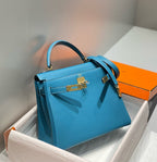 HM Mini Kelly 25cm Blue Jean Togo Leather Gold Hardware