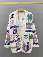 CC SS23 Cream Multicolor Logo Cardigan