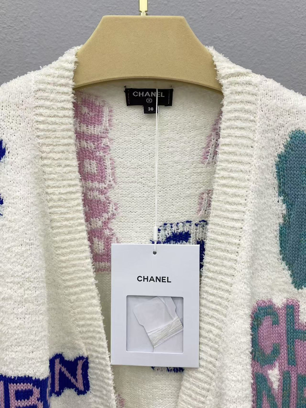 CC SS23 Cream Multicolor Logo Cardigan
