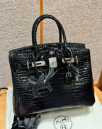 HM BIRKIN BAG 35 BLACK CROCODILE EMBOSSED LEATHER