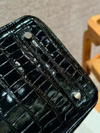 HM BIRKIN BAG 35 BLACK CROCODILE EMBOSSED LEATHER