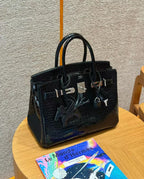 HM BIRKIN BAG 35 BLACK CROCODILE EMBOSSED LEATHER