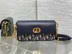 MONTAIGNE AVENUE 22 BAG IN NAVY BLUE CALFSKIN AND MONOGRAM OBLIQUE JACQUARD