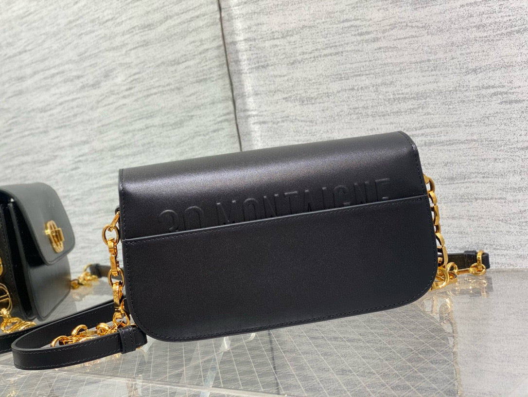 MONTAIGNE AVENUE 23 BAG IN BLACK CALFSKIN
