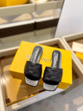 LV Neo Revival Mule Flat Black Embossed Logo Cowhide