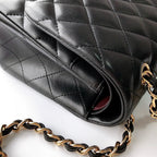 CLASSIC FLAP 30 BLACK LAMBSKIN LIGHT GOLD HARDWARE
