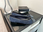 CC 25 Ballet Flat Dark Blue White Quilted Denim