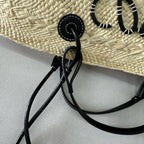 Loew Anagram Basket 46cm Beige Raffia Black Calfskin