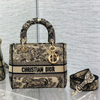 CD 24 Women Mini Lady D-lite Bag Brown Toile de Jouy Embroidery