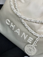 CC Mini 22 Hobo Bag White Grey Lambskin