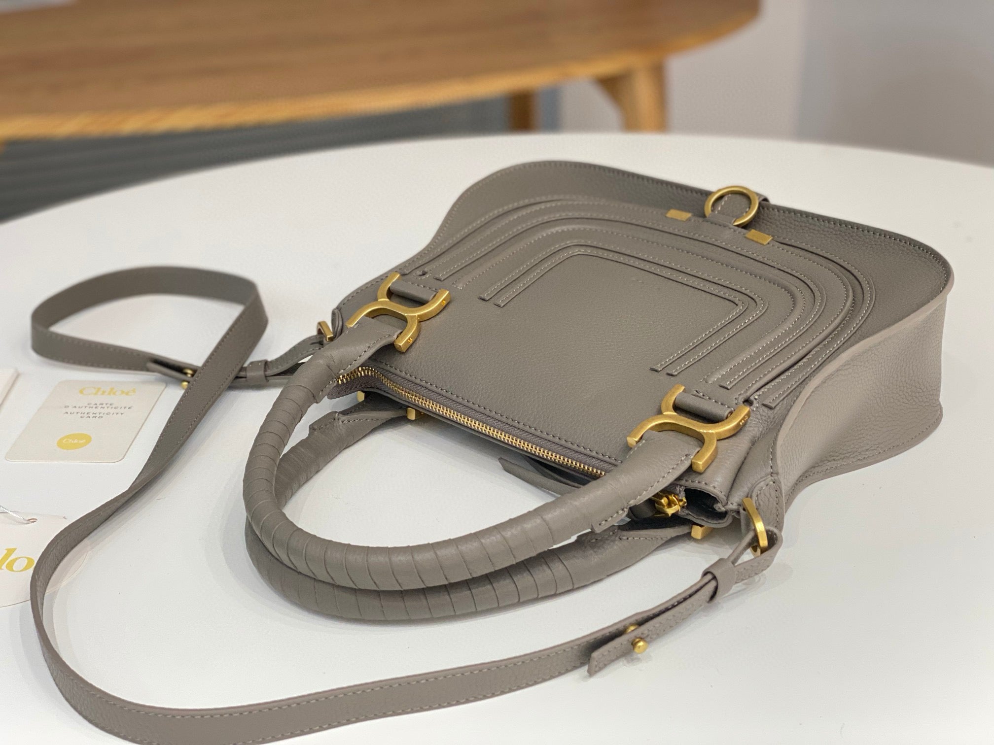 Marcie Bag In Grained Leather Cashmere Grey