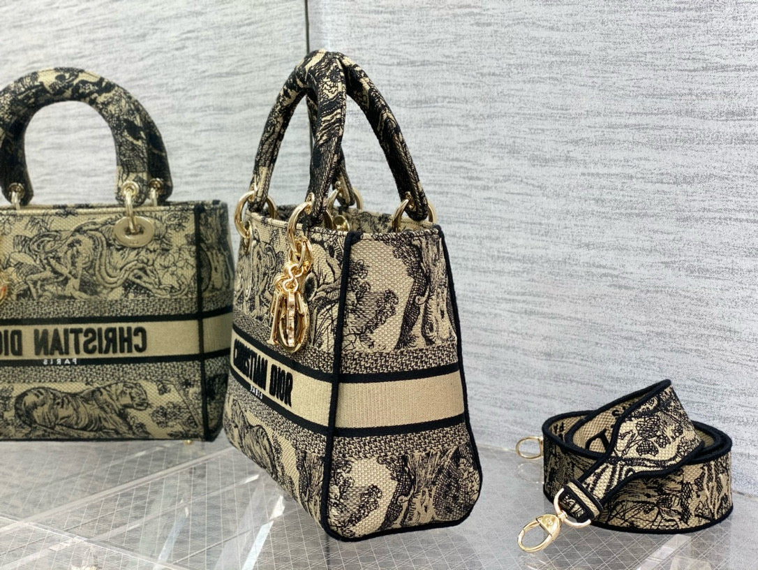 medium lady 24 black beige canvas