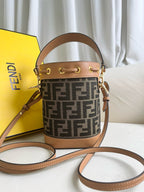 MON TRESOR 18 IN MONOGRAM BROWN CANVAS WITH FF MOTIF EMBROIDERED