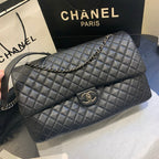 CC TRAVEL TOTE 46CM BLACK COWHIDE SILVER HARDWARE