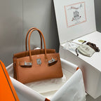 HM SHOULDER BIRKIN 29CM BROWN CALFSKIN SILVER HARDWARE