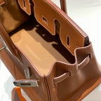 HM SHOULDER BIRKIN 29CM BROWN CALFSKIN SILVER HARDWARE