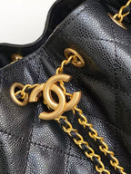 CC 25C Hobo Bag 30cm Black Grained Calfskin