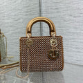 CD Lady 17 Brown metallic Canvas and Calfskin attached diamonds