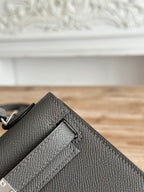 HM Mini Kelly 19cm Charcoal Epsom Silver Hardware