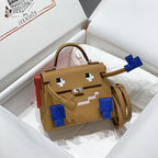 KELLY DOLL PICTO MINI 18 BROWN MIX BLUE CALFSKIN