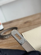 HM Mini Kelly 19cm Beige Mix Brown Epsom Silver Hardware