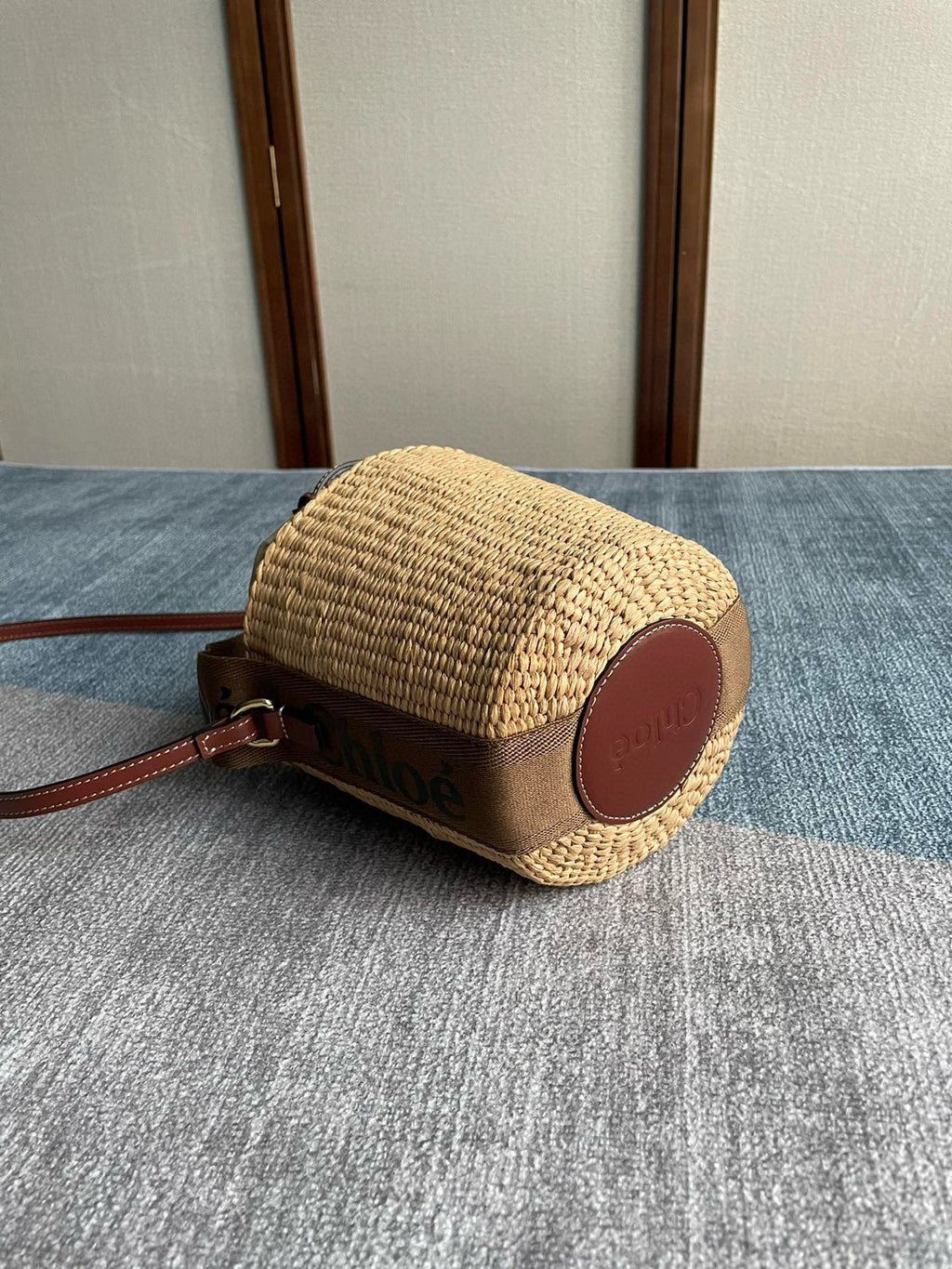 Chloe Small Woody Bucket Top Handle Bag 16cm Brown Linen And Calfskin