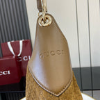 GG Tote Bag Brown Velvet Embossed and Leather