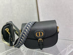 CD Bobby Bag Black Pebbled Leather Gold Hardware