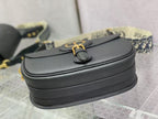 CD Bobby Bag Black Pebbled Leather Gold Hardware