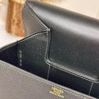 HM Della Cavalleria Mini Bag Black Epsom Leather Gold Hardware