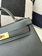 HM Mini Kelly 19cm Black Epsom Gold Hardware Best Version