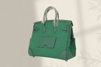 HM Birkin Cargo 25CM Velvet Green Silver Buckle Swift Leather and Canvas