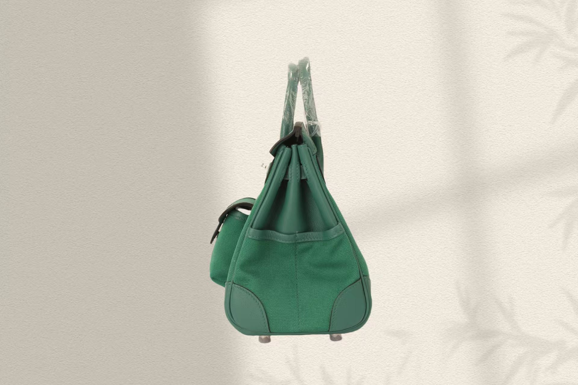 HM Birkin Cargo 25CM Velvet Green Silver Buckle Swift Leather and Canvas